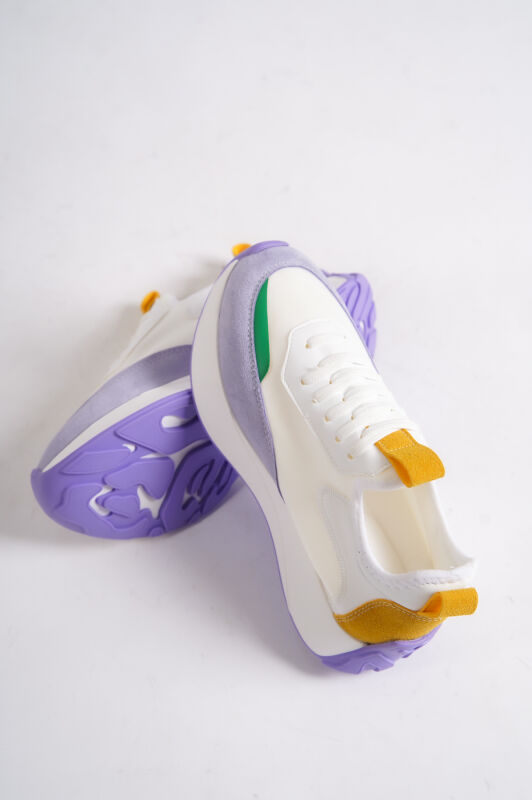 Mubiano 296-LB Yüksek Kalın Tabanlı Lila/Beyaz Kadın Spor Ayakkabı & Sneaker - 3