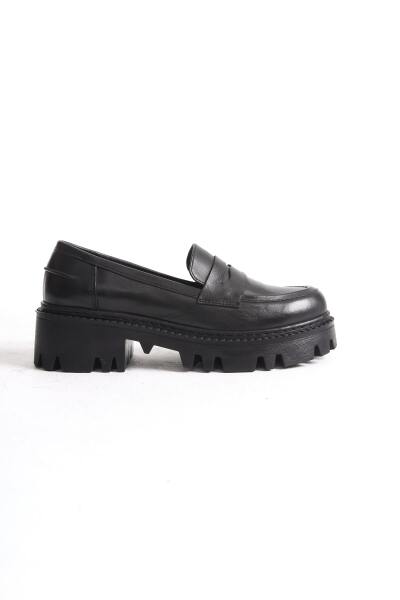 Mubiano Collection Kadın Kalın Taban Deri Loafer Siyah - MCGVND1013 - S - 4