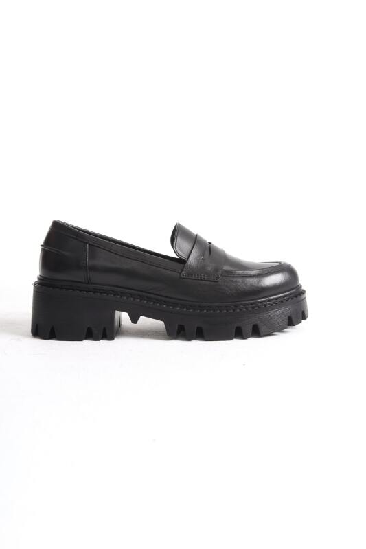 Mubiano Collection Kadın Kalın Taban Deri Loafer Siyah - MCGVND1013 - S - 5