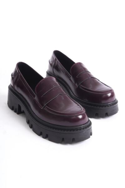 Mubiano Collection Kadın Kalın Taban Rugan Deri Loafer Bordo - MCGVN1012 - BRD - 3