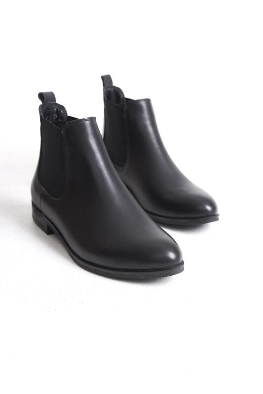 Mubiano Collection Kadın Lastik Detaylı Kısa Deri Bot&Bootie Siyah - MCSDT036 - S - 10