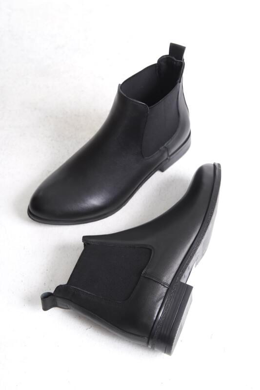 Mubiano Collection Kadın Lastik Detaylı Kısa Deri Bot&Bootie Siyah - MCSDT036 - S - 11