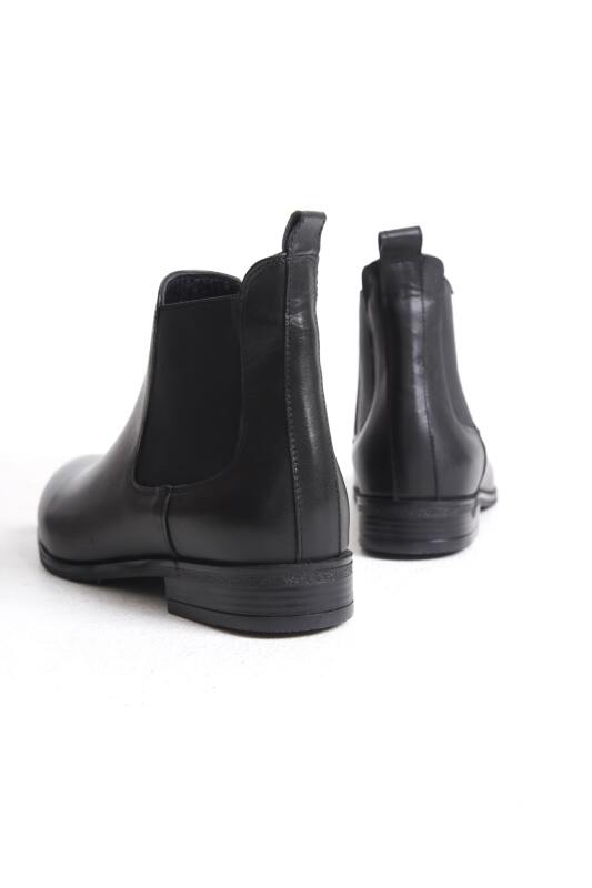 Mubiano Collection Kadın Lastik Detaylı Kısa Deri Bot&Bootie Siyah - MCSDT036 - S - 12