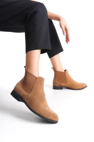 Mubiano Collection Kadın Lastik Detaylı Kısa Süet Bot&Bootie Taba - MCSDT036 - TB - 15