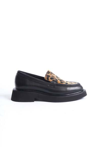 Mubiano Collection Kadın Leopar Detaylı Kalın Taban Deri Loafer Leopar/Siyah - MCRGN7010 - SLPR - 5