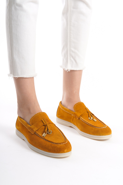 Mubiano Collection Kadın Süet Loafer & Babet Hardal -MCKRY1410-HRD 