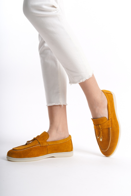 Mubiano Collection Kadın Süet Loafer & Babet Hardal -MCKRY1410-HRD - 3