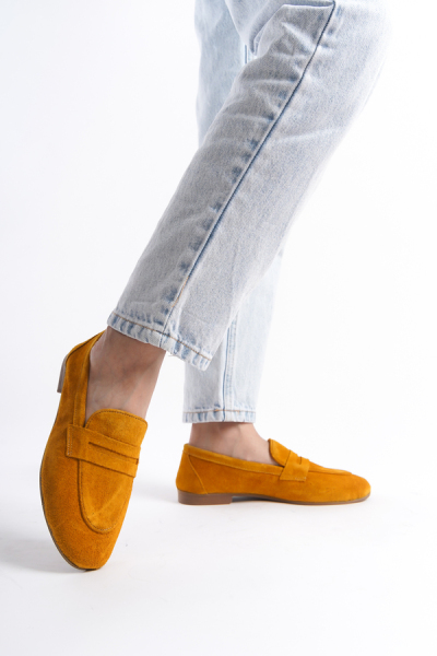 Mubiano Collection Kadın Süet Loafer & Babet Hardal -MCMNG2103-HRD 