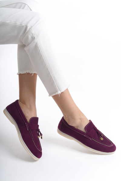 Mubiano Collection Kadın Süet Loafer & Babet Mürdüm -MCKRY1410-MRD 