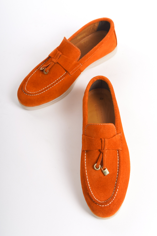 Mubiano Collection Kadın Süet Loafer & Babet Oranj -MCKRY1410-ORJ - 10