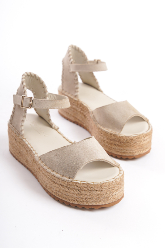 Mubiano Collection Kadın Süet Platform Espadril Bej -MCRGN290-BJ - 1