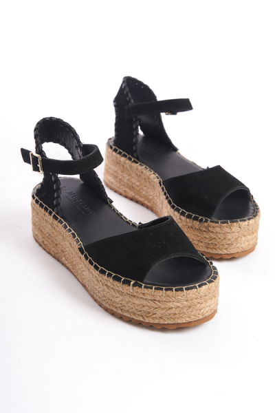 Mubiano Collection Kadın Süet Platform Espadril Siyah -MCRGN290-S - 2