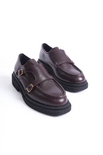 Mubiano Collection Kadın Toka Detaylı Floter Deri Loafer Kahverengi - MCRGN7000 - KH 