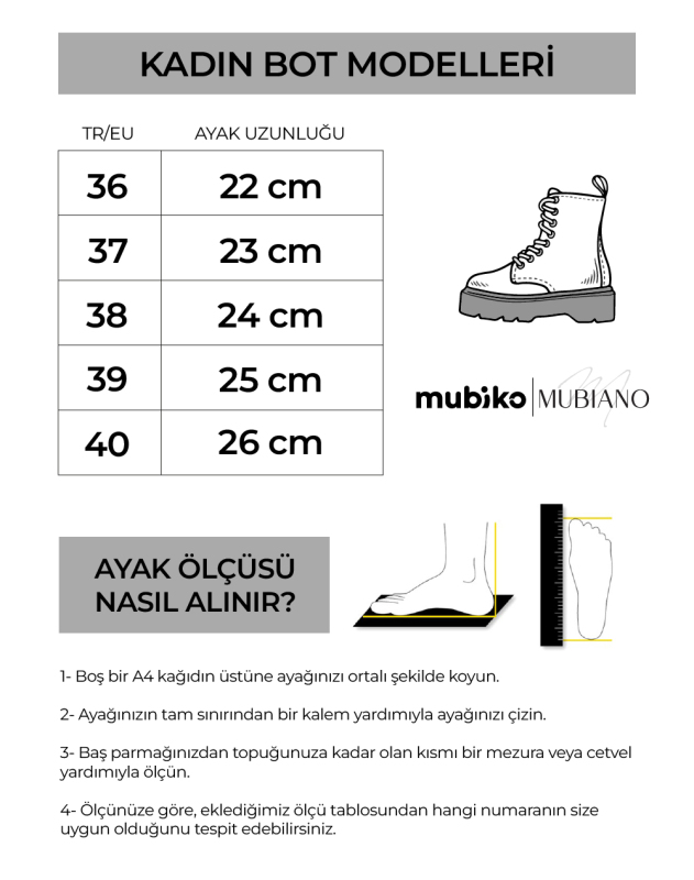 Mubiano Kadın 466 -S Siyah Bağcık Görünümlü Bot&Bootie&Postal - 6