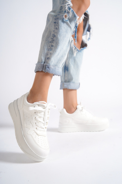 Mubiano MBNK160-BB Kadın Kalın Taban Beyaz/Beyaz Sneaker & Spor Ayakkabı - 2