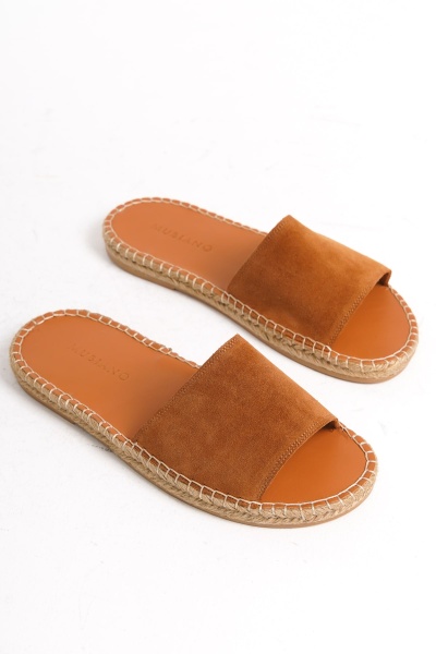 Mubiano Summer Erkek Hakiki Deri Süet Jüt Taban Taba Espadril Terlik -MSSR122-TB - 2