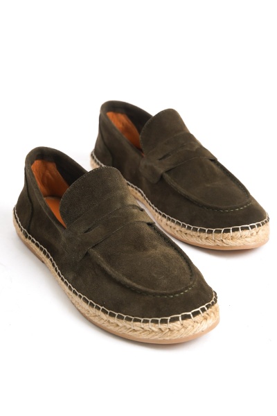 Mubiano Summer Erkek Jüt Taban Haki Süet Espadril & Loafer -MSSR1274-HK 