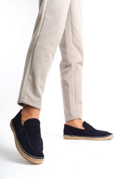 Mubiano Summer Erkek Jüt Taban Lacivert Süet Espadril & Loafer -MSSR1274-LCV - 11