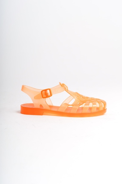 Mubiano Summer Kadın Jelly Toka Detay Şeffaf Oranj Düz Sandalet-MSTB844-ORJ - 4